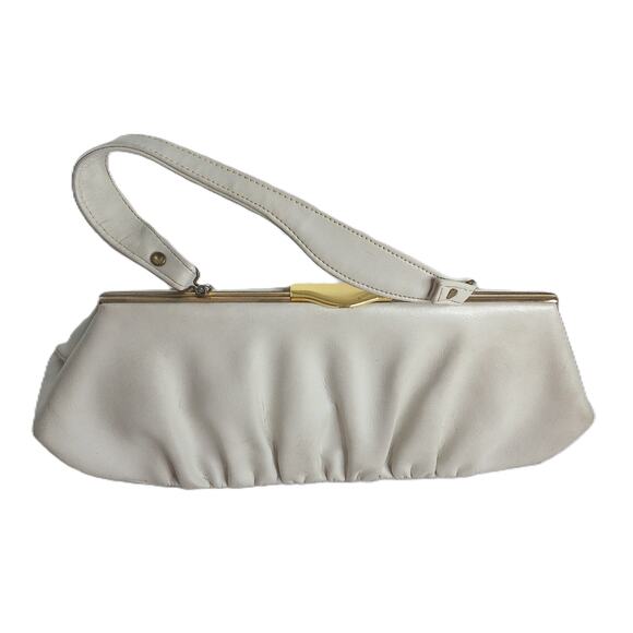 Vintage Lou Taylor Bone White Clutch Handbag READ - Picture 1 of 8